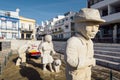 Fisherman family statue in Albufeira city.